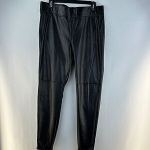 HUE Black Vegan-Leather Leggings, XL